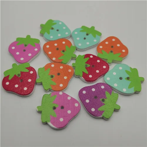 Strawberry 50 шт смешанные животные 2 отверстия смолы деревянные пуговицы для скрапбукинга ремесла DIY Детские аксессуары для шитья одежды украшения - Цвет: Strawberry