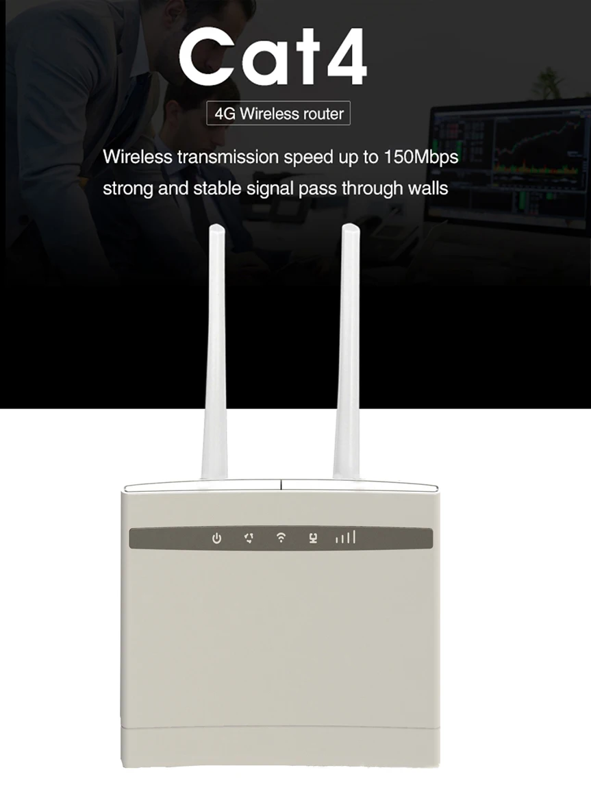 TIANJIE 4G LTE CPE маршрутизатор модем CAT4 Wifi точка доступа 4G LTE FDD lan порты и слот для sim-карты с 2 SMA разъем внешние антенны