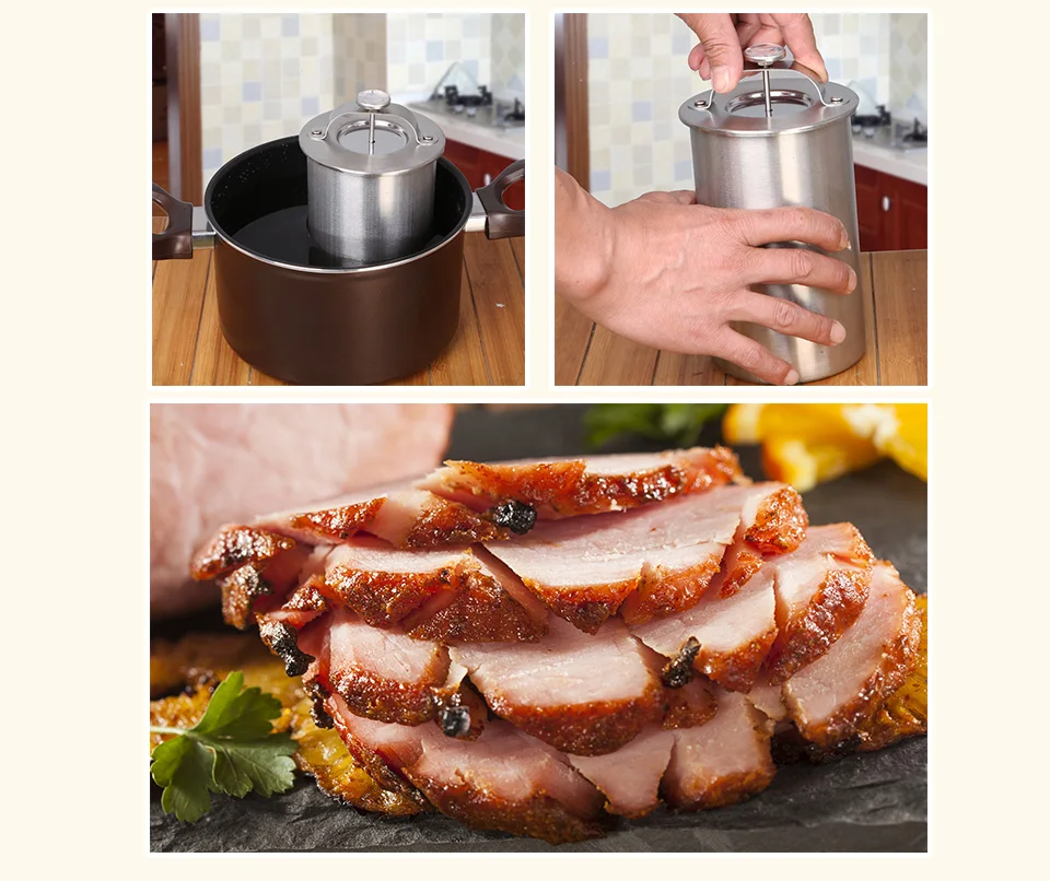 Нержавеющая сталь Ham мяса делая горшок Пэтти чайник Ham пресс с термометром Кухня Мясо инструмент для мяса, кастрюля для готовки, кастрюля для ветчины производитель