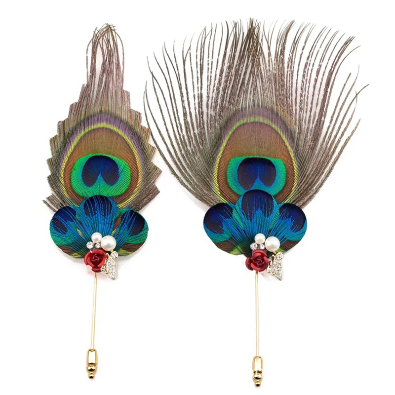 Брошь-перо украшение Павлин Классические хрустальные броши Бохо для женщин