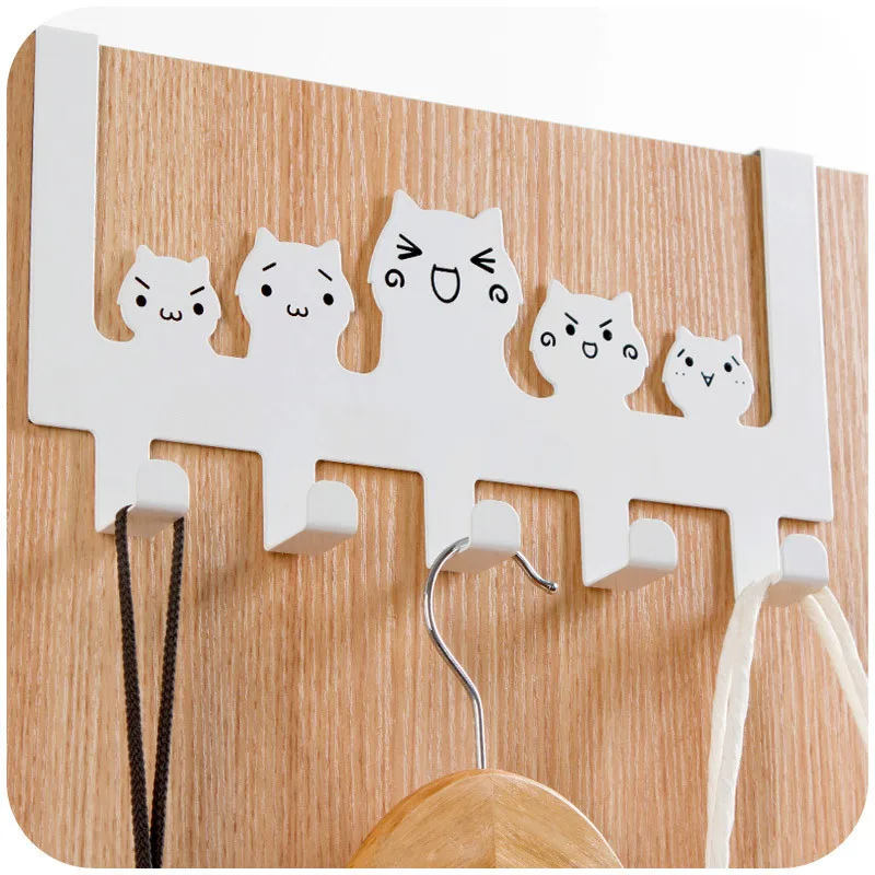 Симпатичный дверной крючок с кошкой из нержавеющей стали окрашенная вешалка для