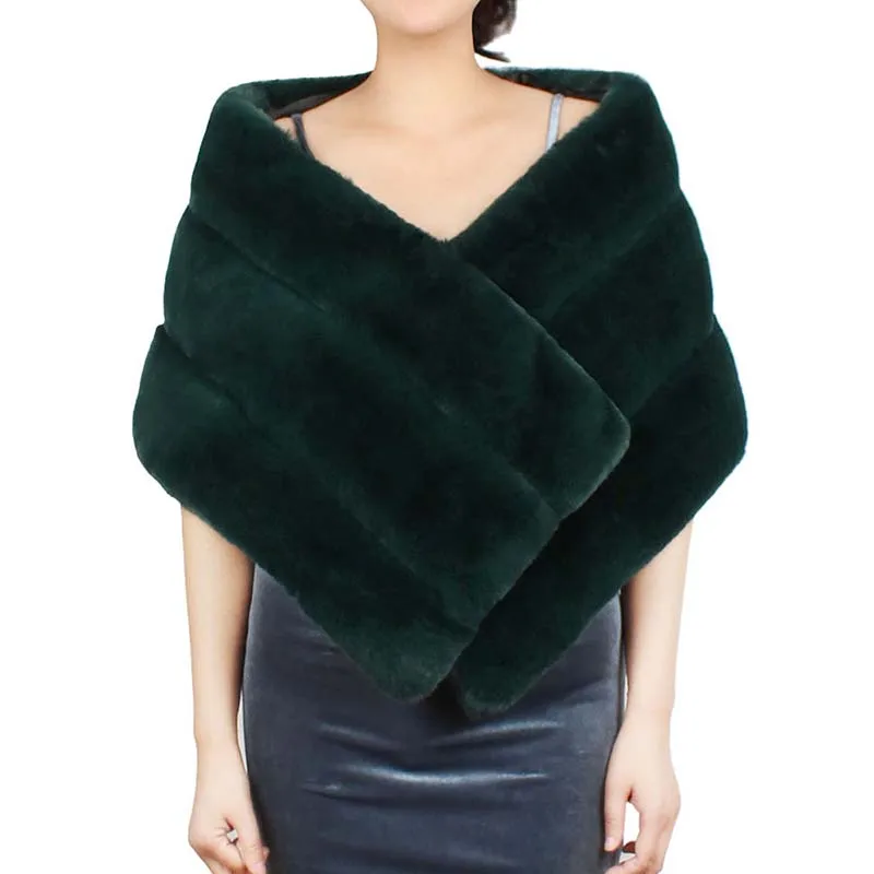 Большие накидки имитация лисьего меха женское пончо зимняя теплая вязальная