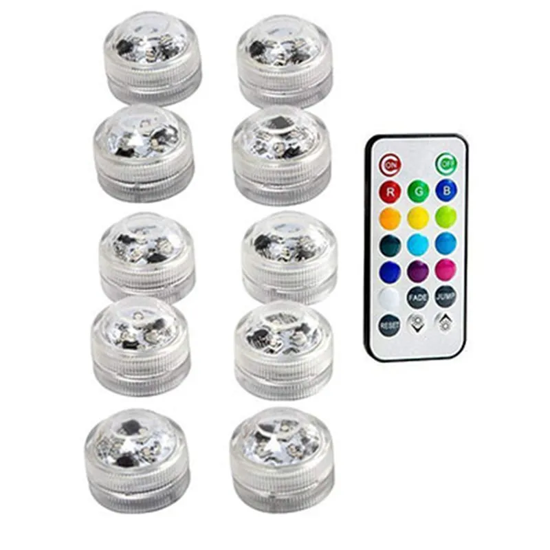 10 lamp 1 controller Многофункциональный светодиодный погружной светильник на батарейках для аквариума, пруда, бассейна, свадебной вечеринки, IP68, водонепроницаемый - Испускаемый цвет: 10 lamp 1 controller