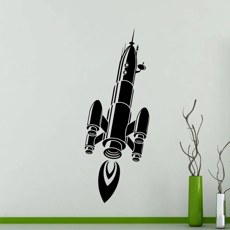

New arrival diy Rocket Spaceship Wall Stickers Creative Vinyl Removable Wall Decals Children Bedroom Home Decor Wall Decor