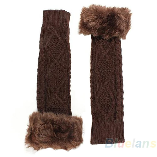Лидер продаж женские зимние вязаные длинные перчатки без пальцев из