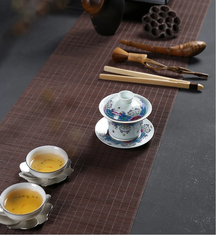 Розовый цвет эмаль Gaiwan 130 мл керамическая чайная чашка кунг-фу Цзиндэчжэнь фарфор Высокое качество китайский чайный сервис