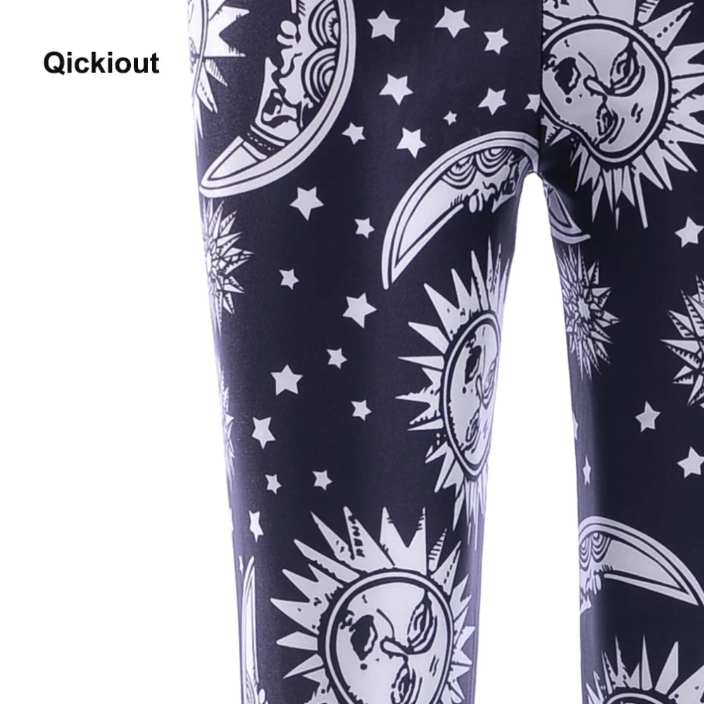 Qickitout,, леггинсы, черные и белые, с принтом солнца, луны, подходят для европейских женских леггинсов, брюки, популярные Стрейчевые штаны