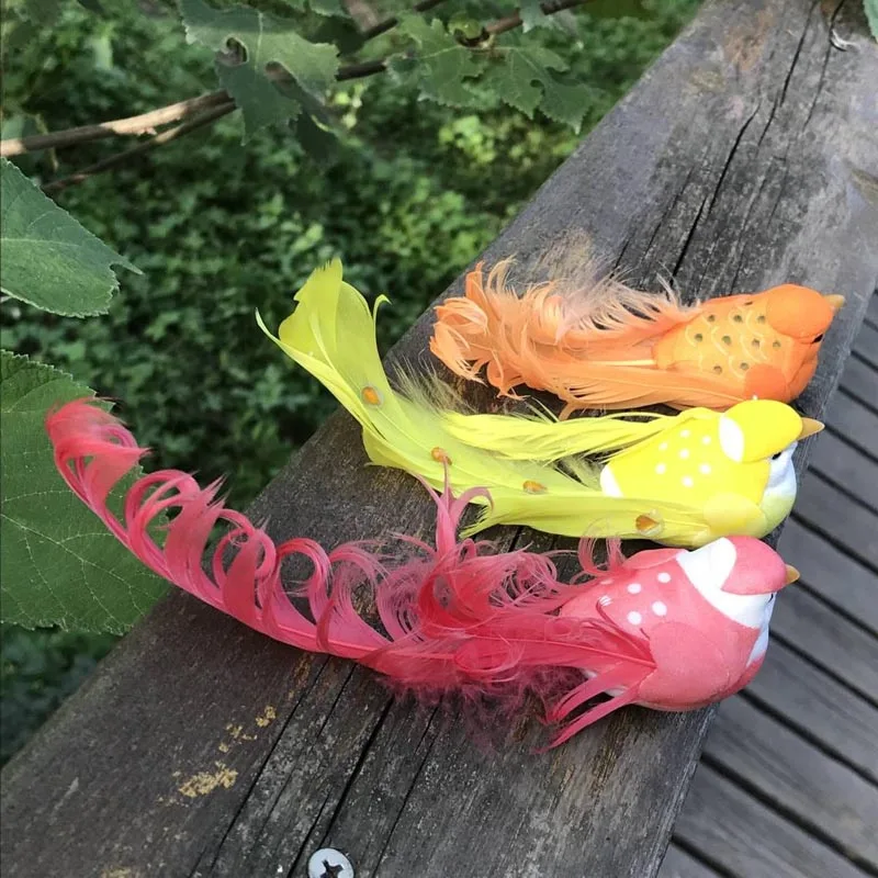 3 шт. декоративные птицы в желтый розовый оранжевый Искусственный Пена Перья птиц