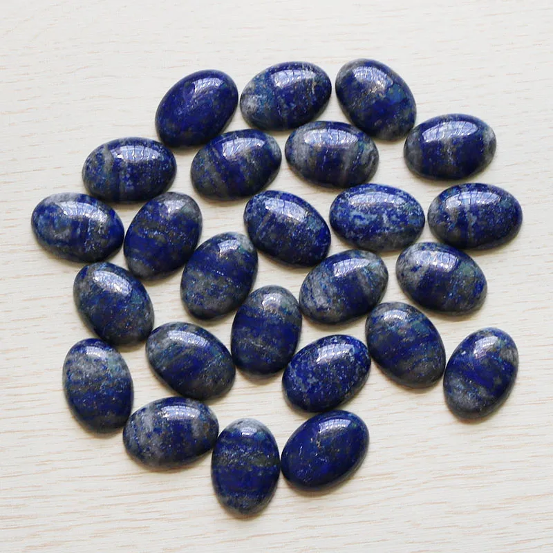 

Wholesale 12Pcs/Lot Hot 18mm*25mm Charms Natural Lapis Lazuli Stone Oval CAB CABOCHON Beads For Jewelry Making Accessories Free
