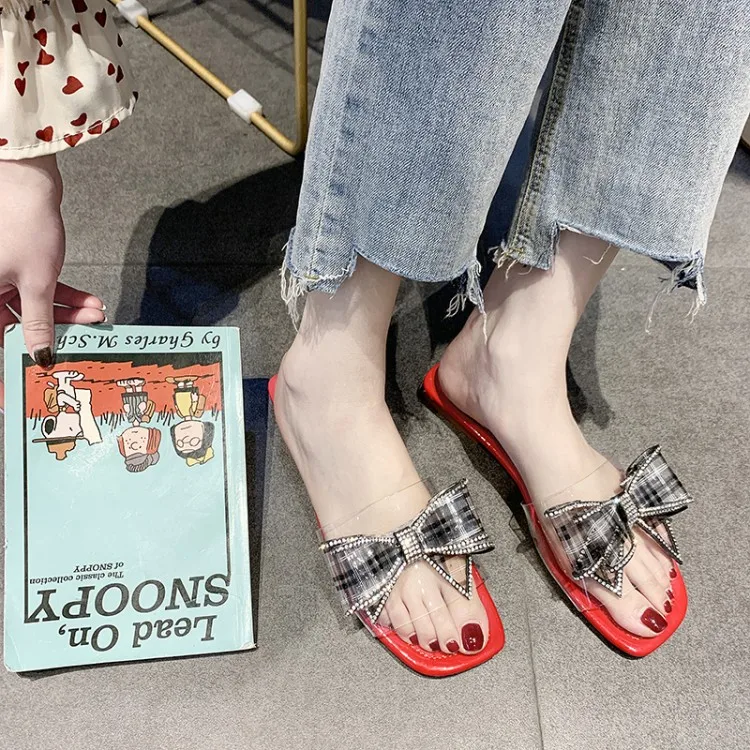 Женские босоножки без задника удобные летние домашние шлепанцы с бантиком