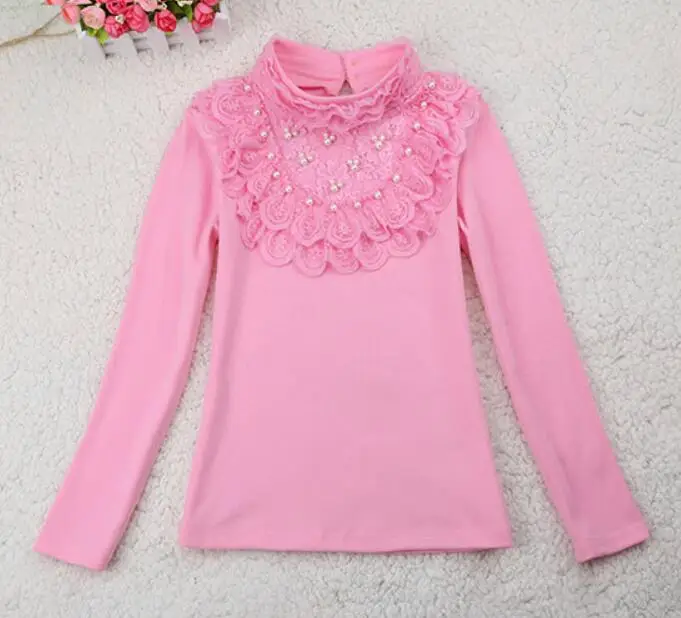 purple pink tops Г. Весна-Осень-зима, школьная блуза с длинными рукавами и кружевным бантом и жемчугом для девочек, рубашка для детей, рубашки для малышей Топы и блузки для девочек, JW3118A - Цвет: purple pink tops