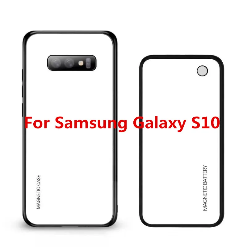 Чехол для зарядного устройства для samsung Galaxy S10 Plus S10e тонкий градиентный чехол из закаленного стекла с магнитным беспроводным зарядным устройством чехол для внешнего аккумулятора - Цвет: White For S10