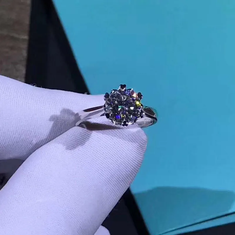 Чистое Белое золото 18 К 1ct 2ct 3ct классическое Ювелирное кольцо Moissanite с бриллиантами обручальное кольцо на головщину для женщин