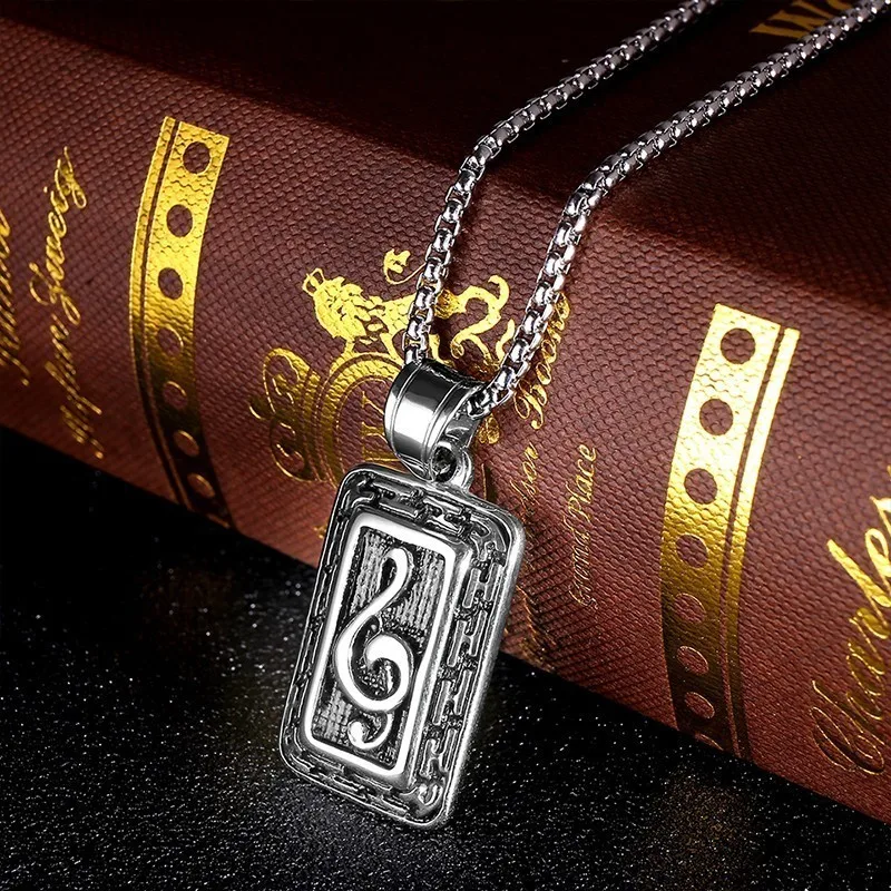 RIR Treble Clef Music Note Necklace Pendant Gold Stainless Steel Teacher Lover Gift For Musician Jewelry | Украшения и аксессуары