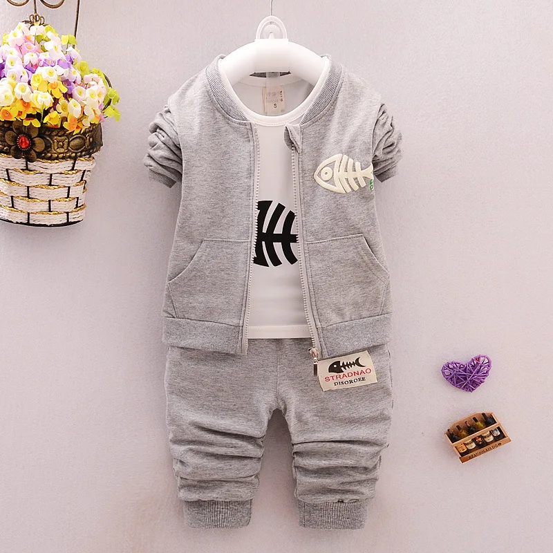 BibiCola Autumn Baby Boys Clothing Sets Kids Coat jacket+T Shirt+Pants 3 Pcs Children Sport Suits Girls Clothes set | Детская одежда и