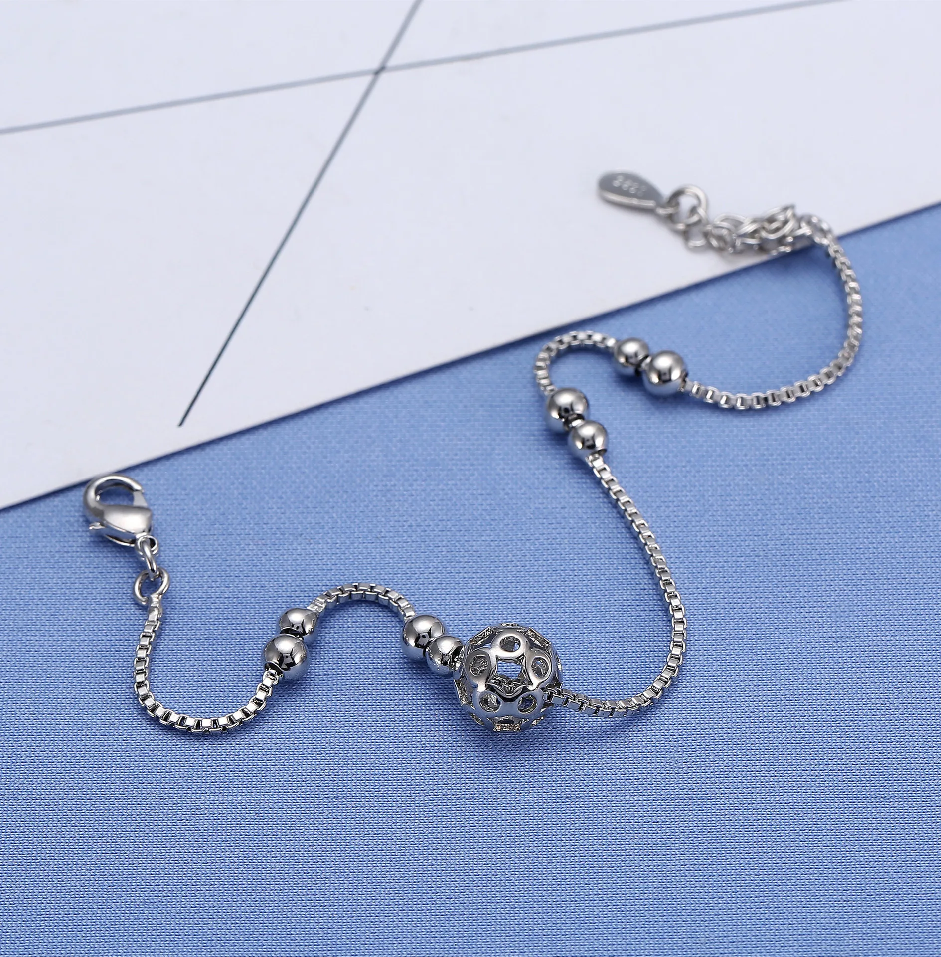 Bracelets for Women Transshipment beads silver bracelet female models jewelry box chain road through fashion &amp Bangles |