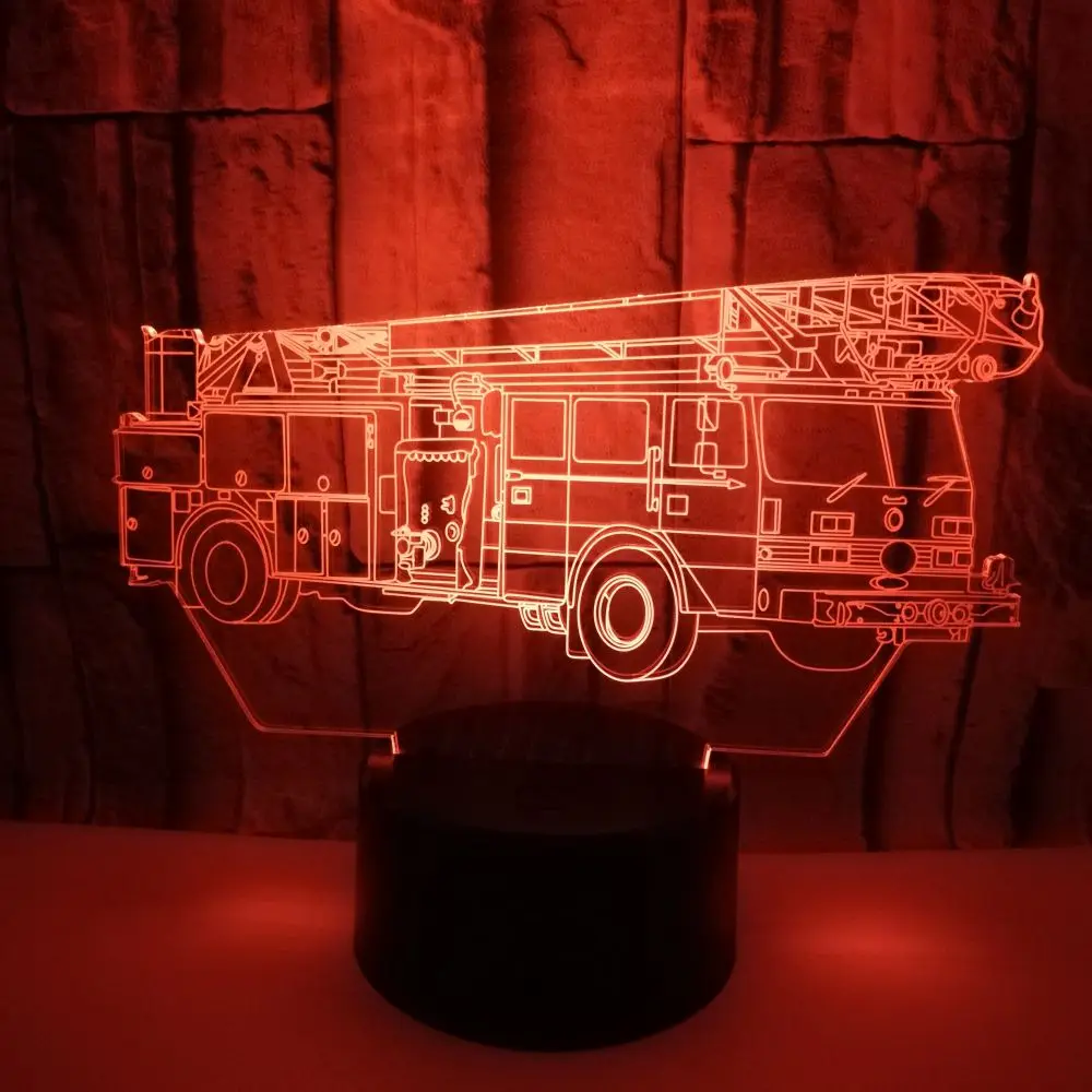

3D LED USB Lamp Lighting Cable Cool Fire truck Multicolor Decorative Children Toy's Bedroom Table Lamp Night Light Friends Gifts