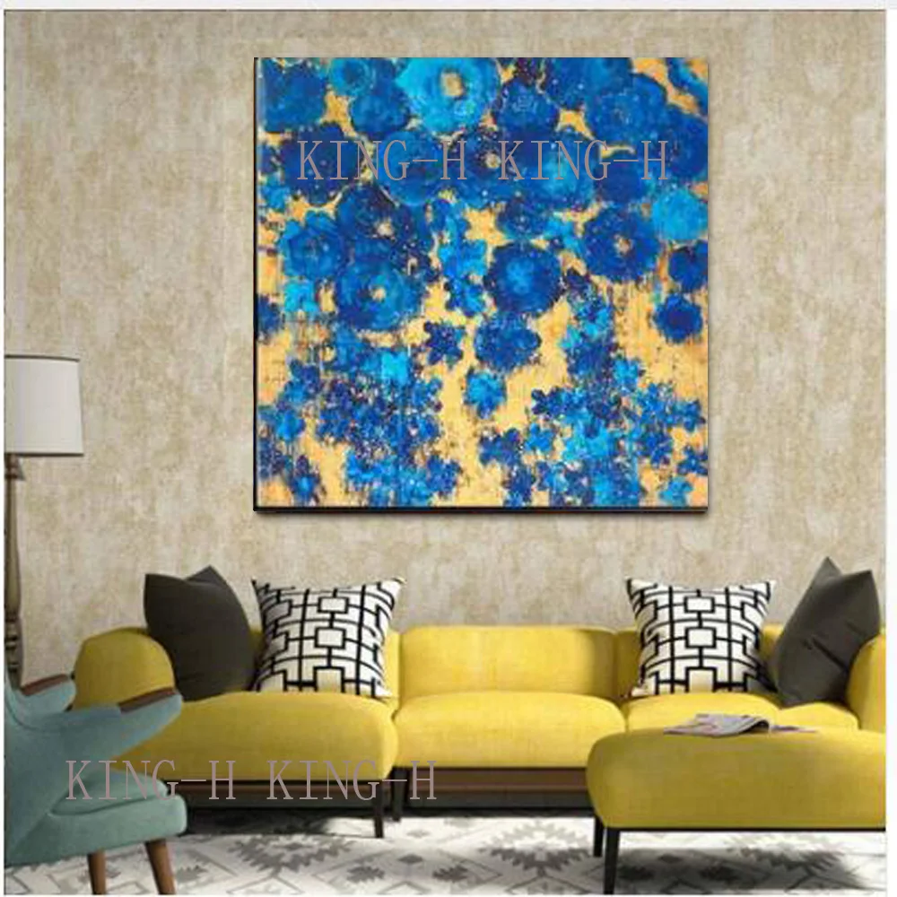 Hand-painted oil painting purple flowers in the flower field planting content abstract modern high quality decorate | Дом и сад