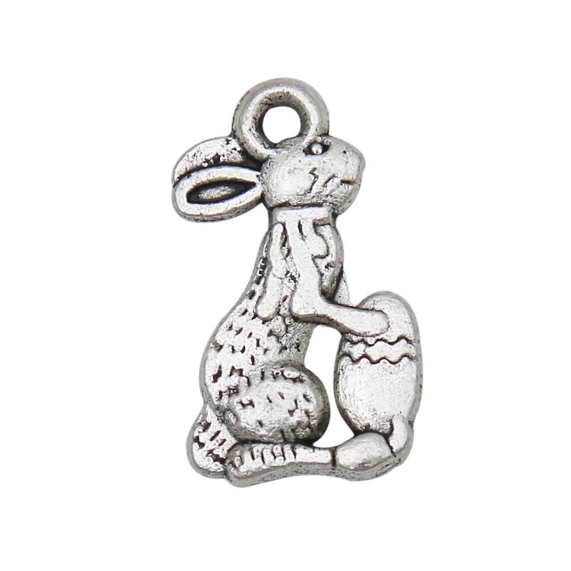 

RAINXTAR Fashion Alloy Cute Rabbit and Easter Egg Charms For Kids Gifts 10*17mm 20pcs AAC1114