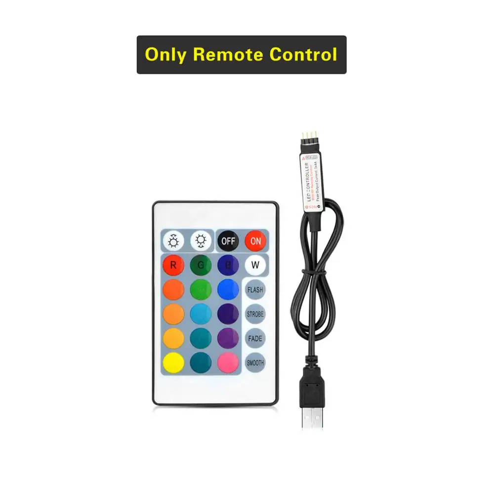 Only remote 1 м 2 м 3 м угол 90 градусов RGB USB светодиодный светильник 5 в 5050 SMD tira USB СВЕТОДИОДНЫЙ светильник Диодная лента ТВ подсветка RGB управление - Испускаемый цвет: Only remote