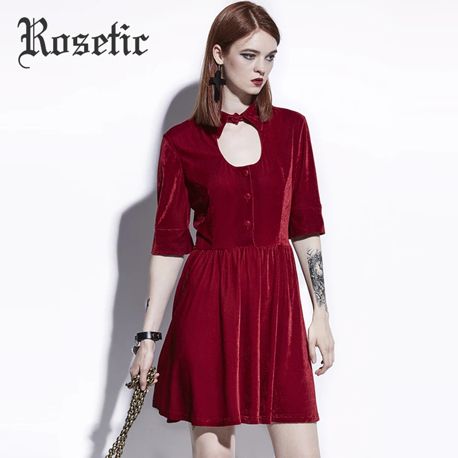 Rosetic сексуальные ажурные Лоскутные женские осенние платья с коротким рукавом и