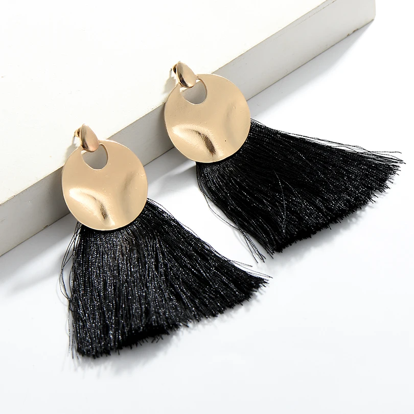 Bohemian Big Tassel Drop Earrings For Women Vintage Golden Round Fringe Earring Handmade Brincos Fashion Female Jewelry | Украшения и