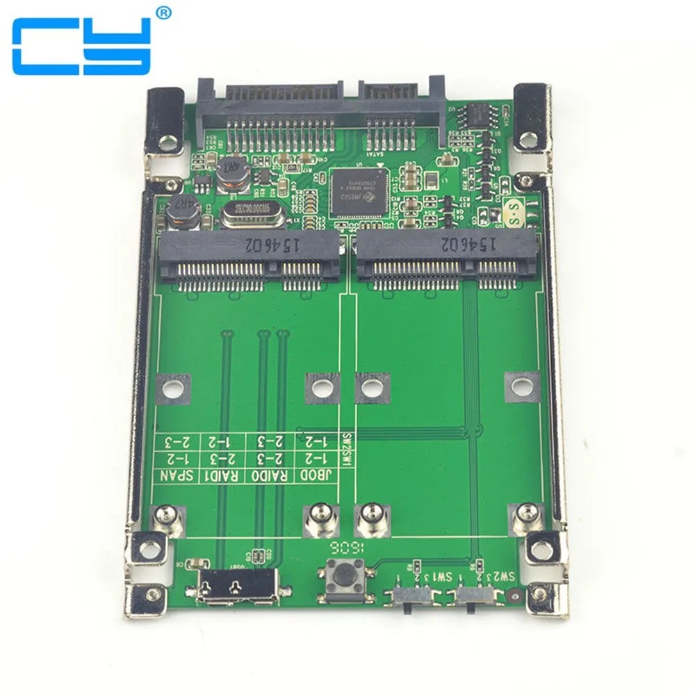 2 5 &quotдвойной мини pcie PCI E pci express mSATA RAID SSD адаптер для SATA Raid 22pin и USB 3 0 аппаратная