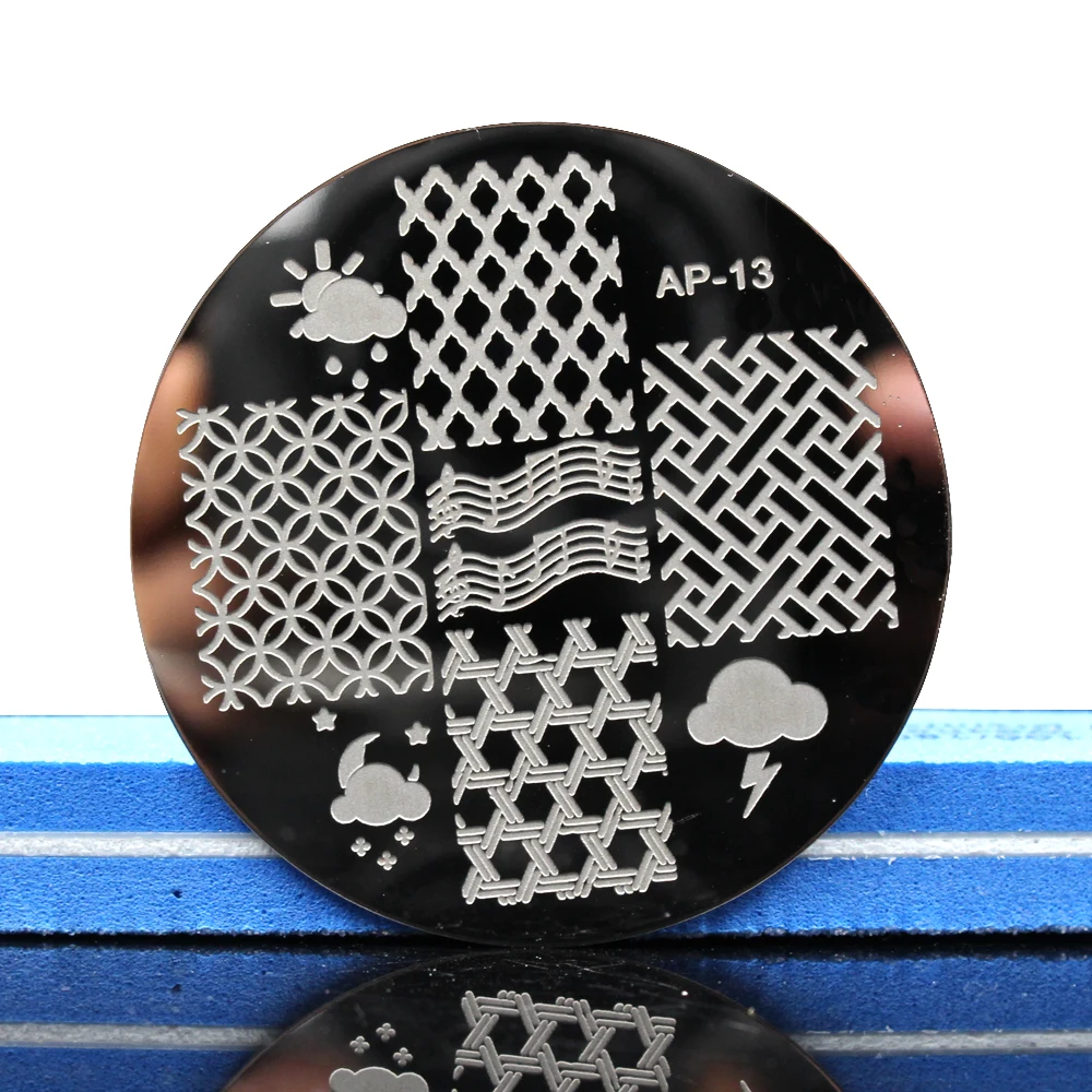 Pandox AP13 Grid Patterns Nail Art Stamp Template Image Plate Stamping Plates Templates Disk Stencil |