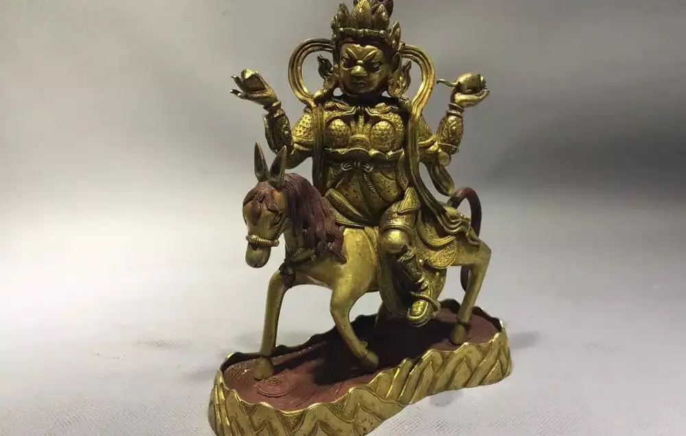 Бесплатная доставка Китай античный Тибет Gilt Palden Lhamo Laksmi протектор статуя