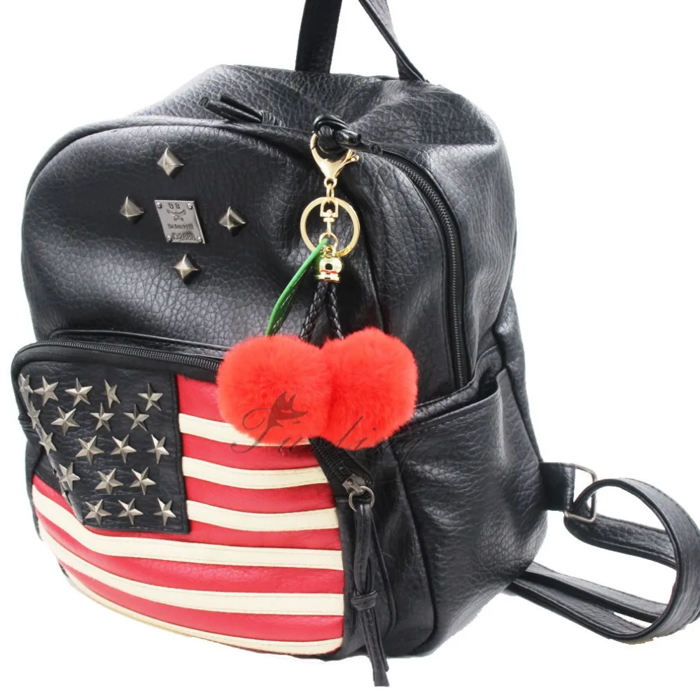 1 шт. брелок для ключей с помпонами в виде вишни|ball keychain|bag charmkey ring bag |