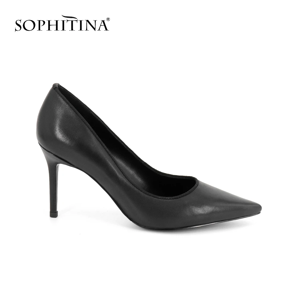 SOPHITINA/Брендовая обувь Женские черные элегантные туфли из овечьей кожи ручной