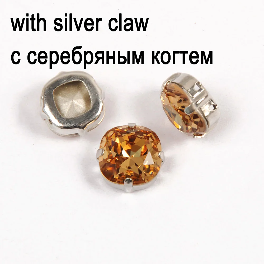 Crystal with silver Светильник colorado Topaz с алмазной подушкой, Стразы для шитья, шитье стразами, кристалл с золотыми и серебряными когтями для одежды - Цвет: Crystal with silver