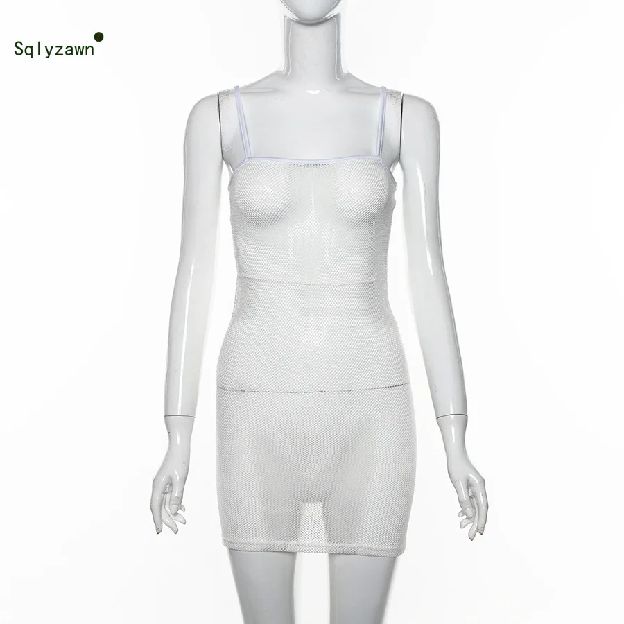 Женская летняя сексуальная прозрачная сетка мини платье уличная одежда черное