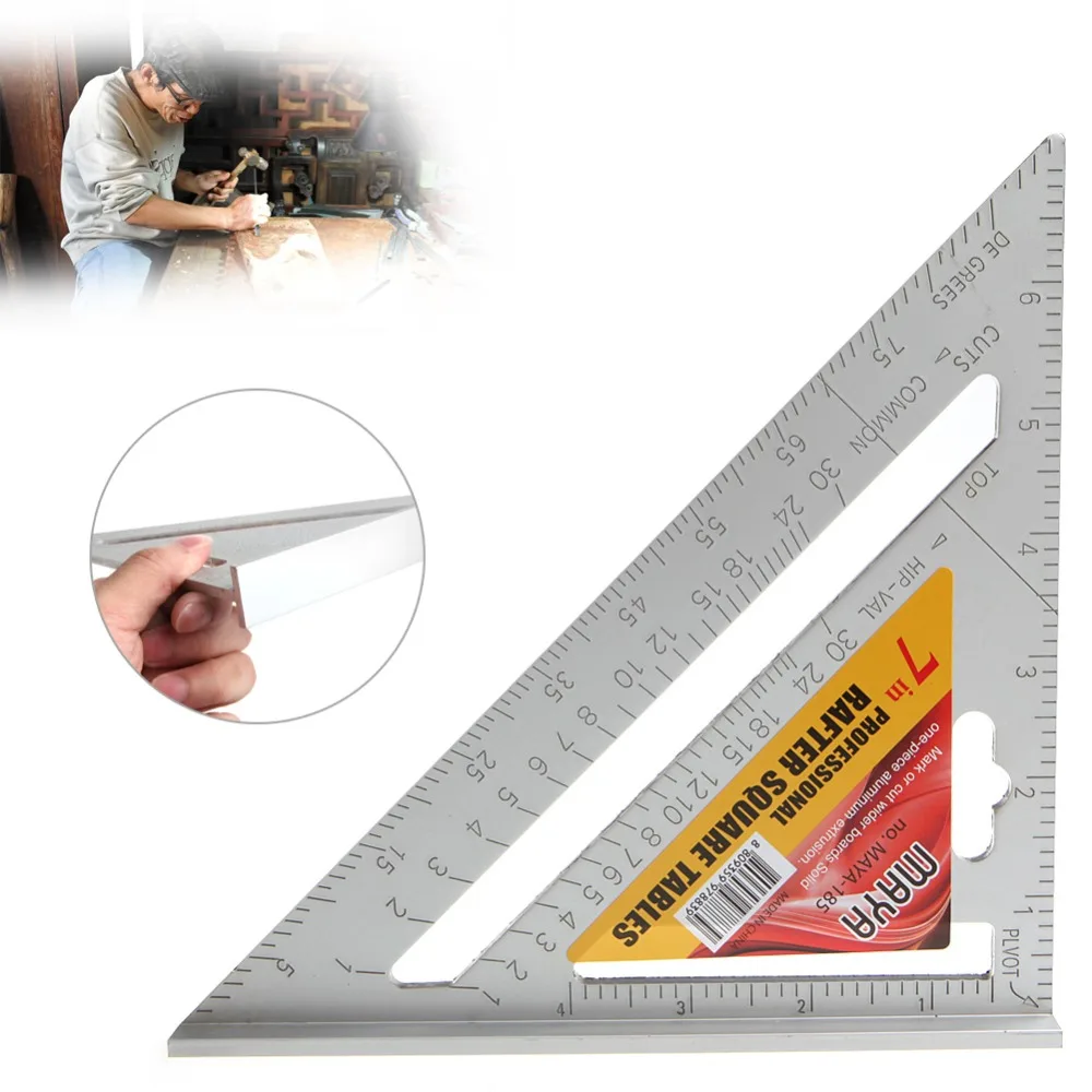 7&quot Square Carpenter's Measuring Ruler Layout Tool Triangle Angle Protractor New &amp Gauging Tools | Инструменты