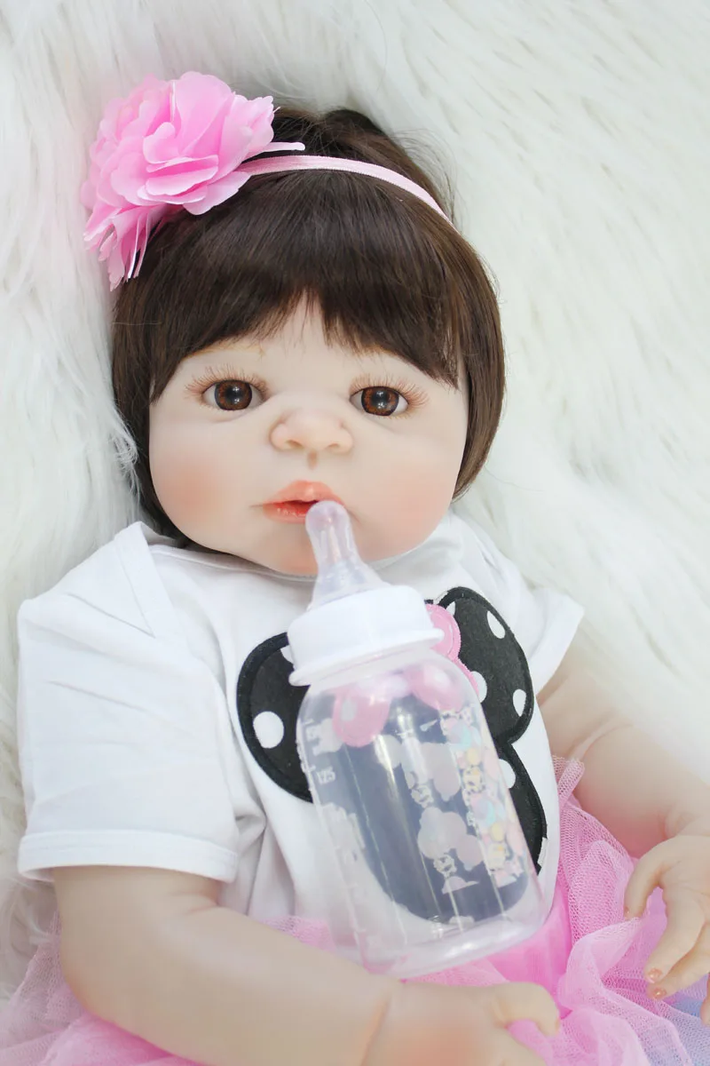

55cm Full Body Silicone Reborn Doll Vinyl Newborn Princess Babies Like Alive Bebe Girl Boneca Bathe Play House Toy