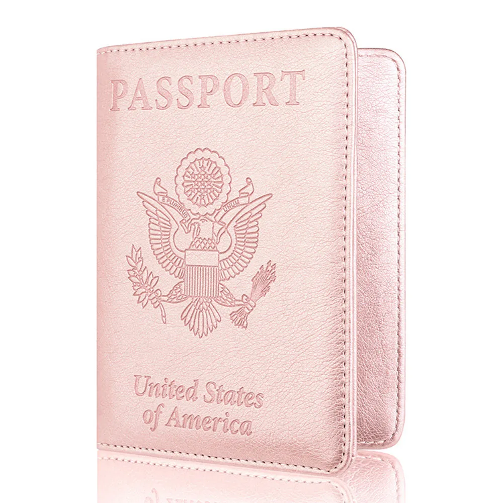 Pink Кожаная обложка паспорта кошелек Чехол RFID Блокировка путешествия кошелек держатель кредитной карты кошелек для женщин - Цвет: Pink