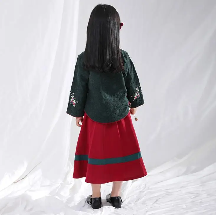 Китайские традиционные костюмы с вышивкой для девочек hanfu детский комплект