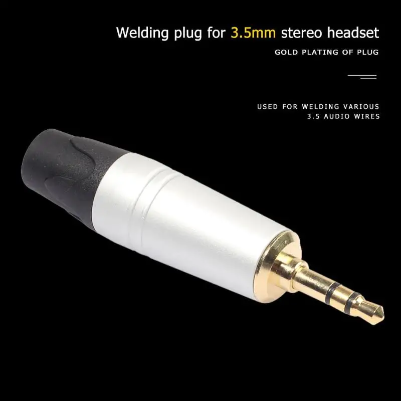 Alloyseed 1/5pcs 3 Pole Gold-plated 3.5mm Solder Connector Repair Headphone Jack Plug