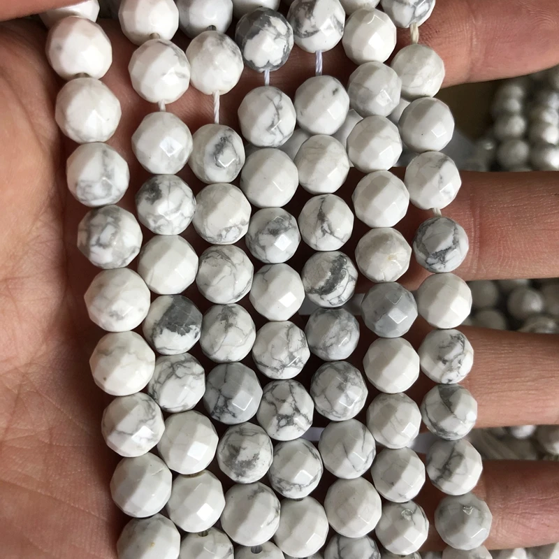 Wholesale 1string Genuine Howlite Beads Faceted Round Gem Stone Jewelry Loose 4mm 6mm 8mm 10m 12mm 15.5&quot/String | Украшения и