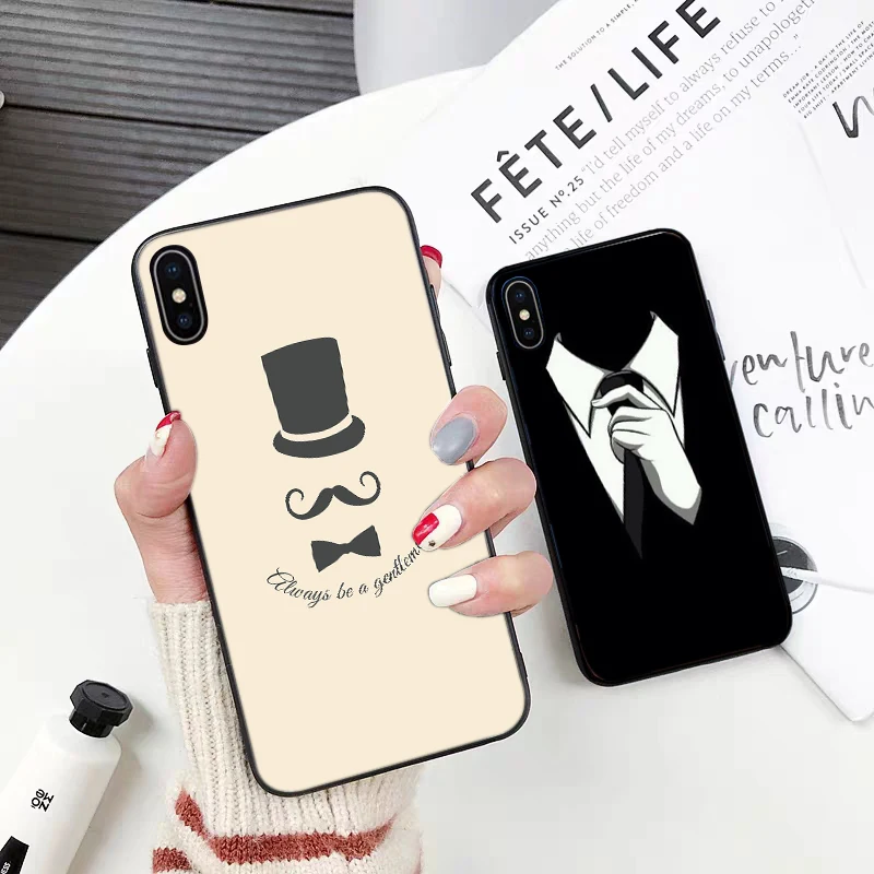 Мужской костюм рубашка галстук линии силиконовый чехол для iPhone 5 SE 5S 6 6S Plus 7 8 11 Pro X