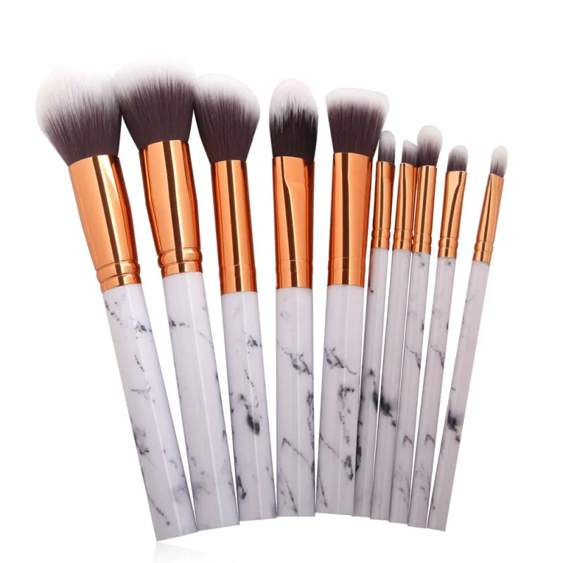10pcs Women Makeup Brushes Extremely Soft Brush Set Foundation Powder Marble Make Up Tools | Красота и здоровье