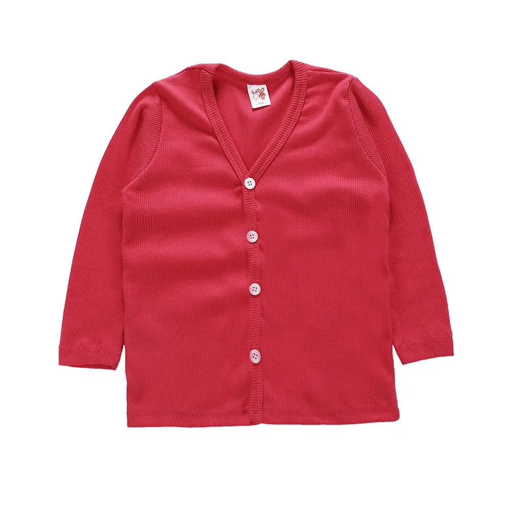 Watermelon red Детский вязаный кардиган, блузка топ с длинными рукавами для девочек, детская одежда, верхняя одежда, толстовки - Цвет: Watermelon red