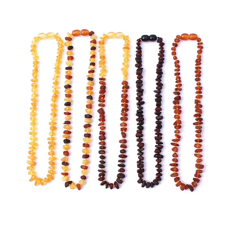 Ожерелье HAOHUPO из необработанного янтаря для детей разноцветное детское