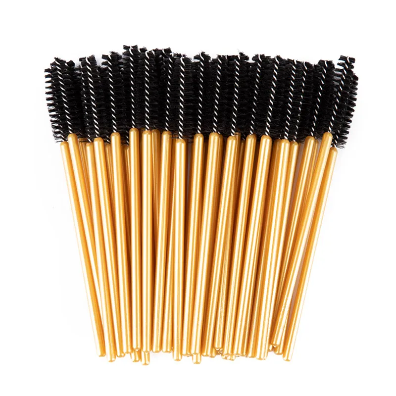 Black Golden Zwellbe 50 шт./упак. Хорошее качество одноразовые ресниц макияж кисти Мини палочки с кисточкой для туши для наращивания ресниц инструмент - Цвет: Black Golden