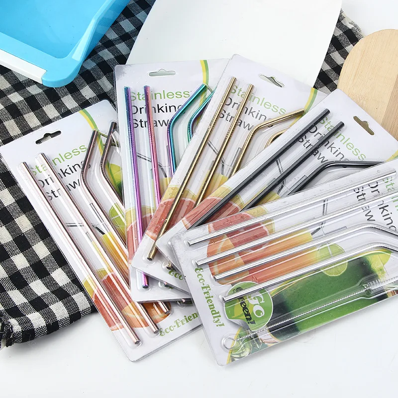 

304 Stainless Steel Straws Coffee Hot Drink Straw Set Color Food Grade