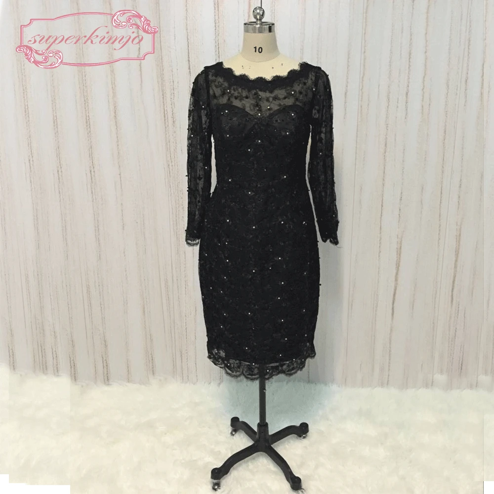 SuperKimJo Robe De вечернее женское черное кружевное платье для выпускного вечера с