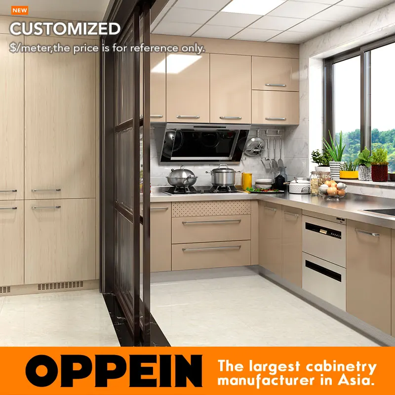 Oppein мокрого и сухого кухонного шкафа из нержавеющей стали с столешницей (OP17-ST02) |