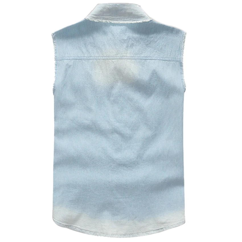 Коллекция Лето 2018 Мужская джинсовая жилетка 4XL тонкая куртка без рукавов