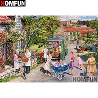 homfun 5d diy diamond painting full squareround drill town scenery embroidery cross stitch gift home decor gift a08303