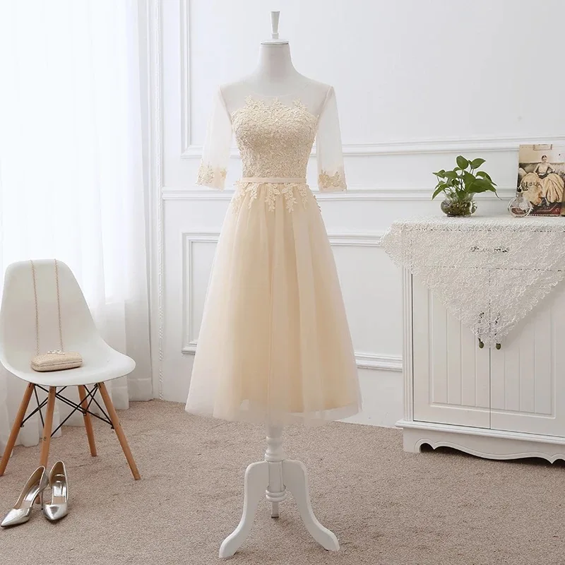 Женское кружевное платье-трапеция короткое вечернее платье из тюля длиной ниже